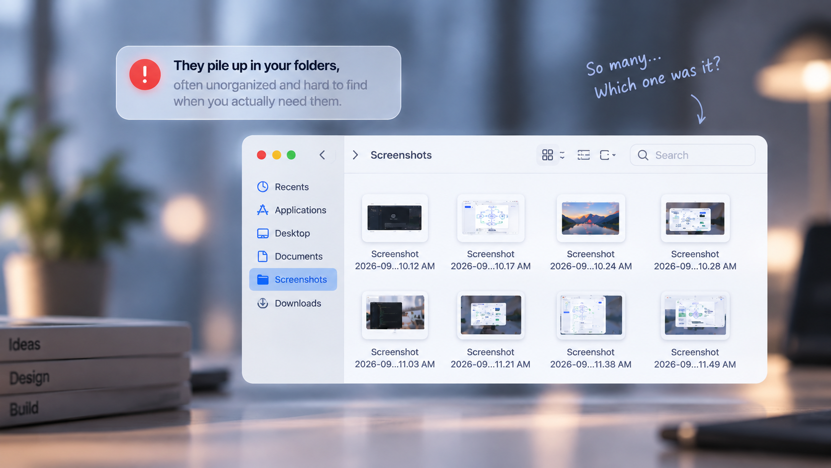 A crowded screenshots folder
